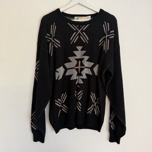 NEW Vtg Environmental Clothing Co Sweater Black Fair Isle Apres Ski Preppy Men L